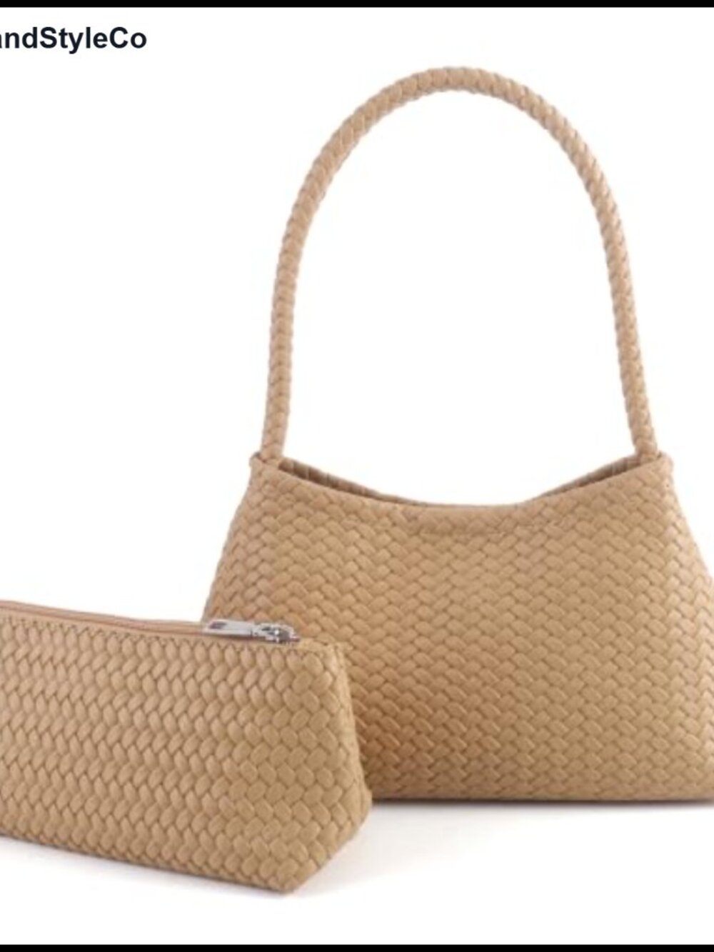 Embossed Faux Leather Shoulder Bag with Pouch 2-Piece Set